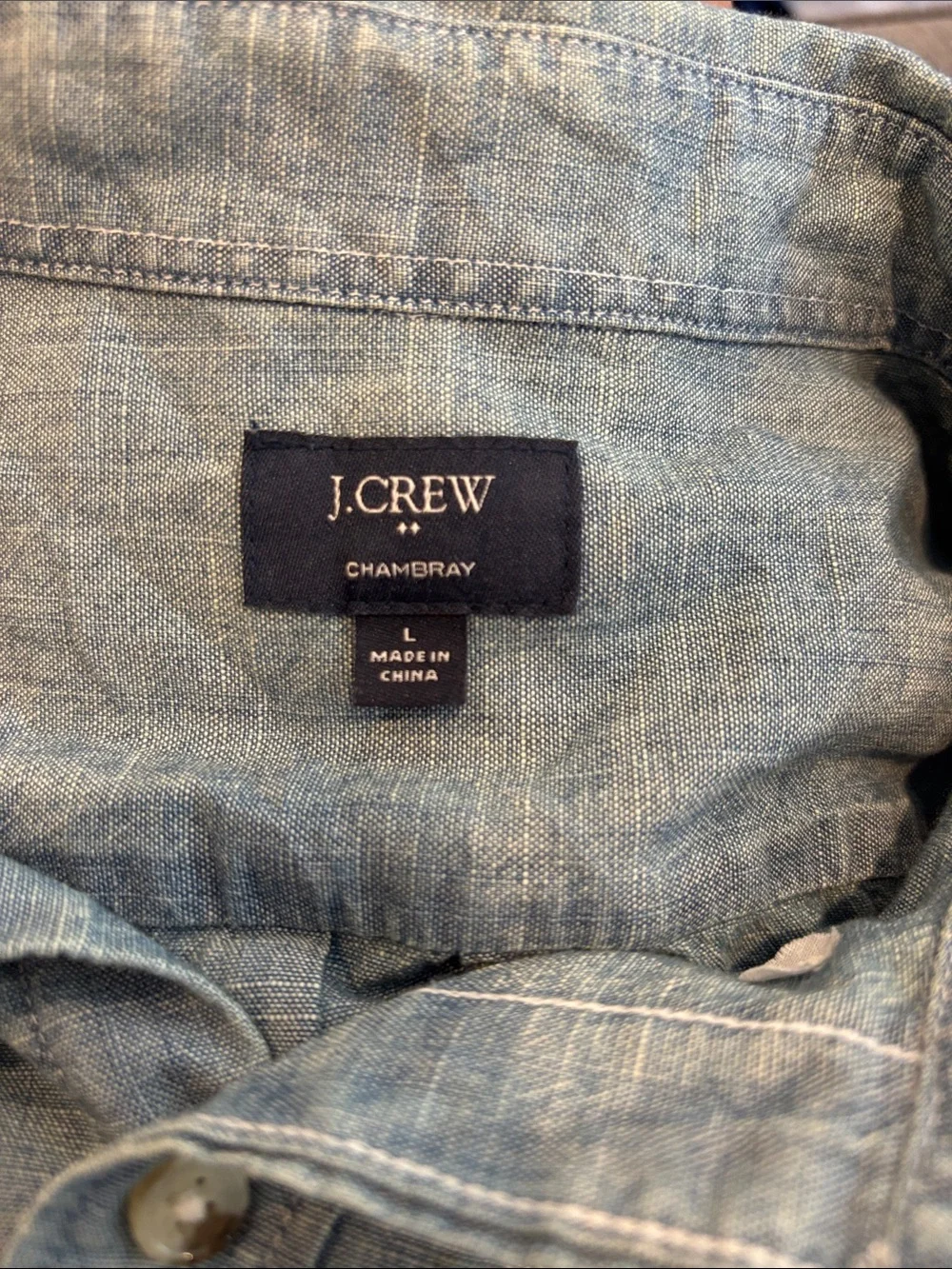 Like New J. Crew Denim Blue Long-Sleeve Button-Down Oxford Shirt